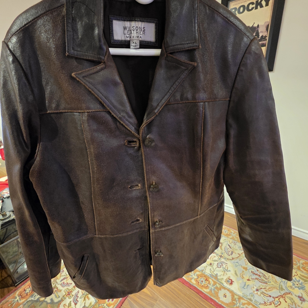 Wilsons Leather Dark Brown Men’s Leather Pea Coat